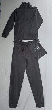 Givenchy Pajama Set Mens Small Gray Half Zip Mock Neck Travel 3 Piece Lounge